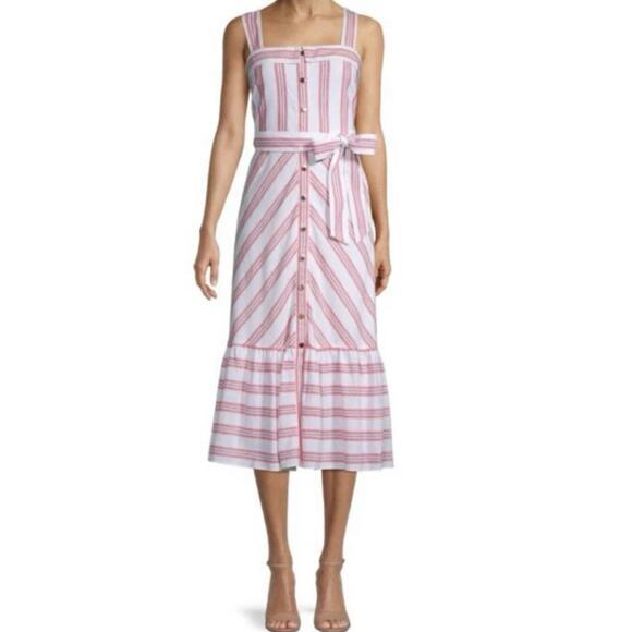 Karl Lagerfeld Dresses & Skirts - Karl Lagerfeld Paris striped tank‎ linen maxi dress size 16 white, red & blue